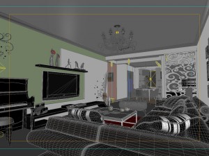 modern style living room 1835 3D Модель