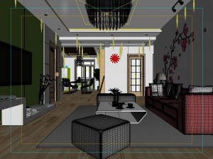 modern fashionable living room restaurant 1836 3D मॉडल