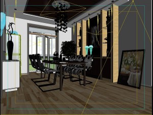 modern fashionable living room restaurant 1836 3D मॉडल