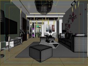 modern style living room 1837 Modello 3D