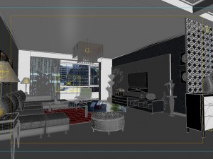 modern style living room 1838 3D 모델