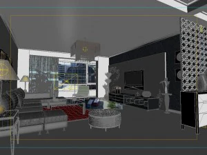 modern style living room 1838 3D Model