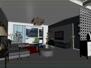 modern style living room 1838 3D Model