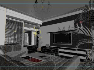 modern style living room 1839 Modello 3D