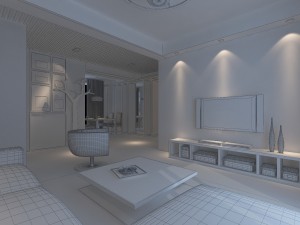 modern fashionable living room restaurant study 1803 3D Model
