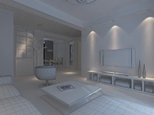 modern fashionable living room restaurant study 1803 3D Model