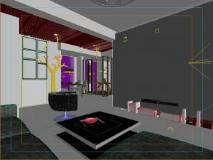 modern fashionable living room restaurant study 1803 3D Model