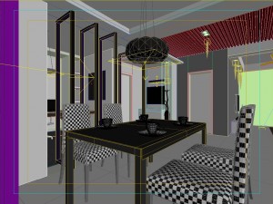 modern fashionable living room restaurant study 1803 3D Model