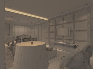 modern fashionable living room restaurant study 1810 3D Model