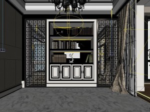 modern fashionable living room study 1829 3D Модель