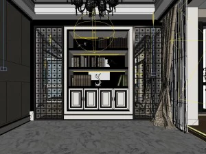 modern fashionable living room study 1829 3D Model
