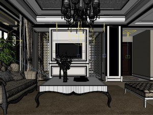 modern fashionable living room study 1829 3D Модель