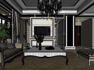 modern fashionable living room study 1829 3D Model