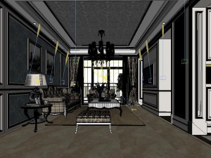 modern fashionable living room study 1829 3D Модель