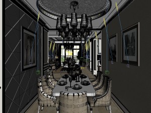modern fashionable living room study 1829 3D Модель