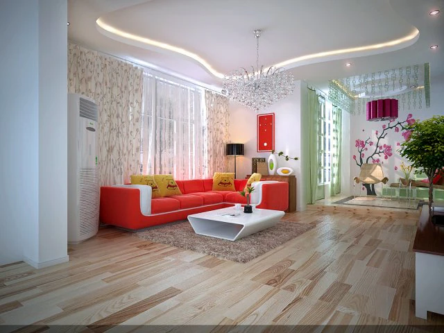 modern fashionable living room leisure hall 1823 3D Model .c4d .max .obj .3ds .fbx .stl .blend 
