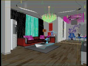 modern fashionable living room leisure hall 1823 3D Model