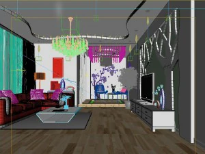 modern fashionable living room leisure hall 1823 3D Model