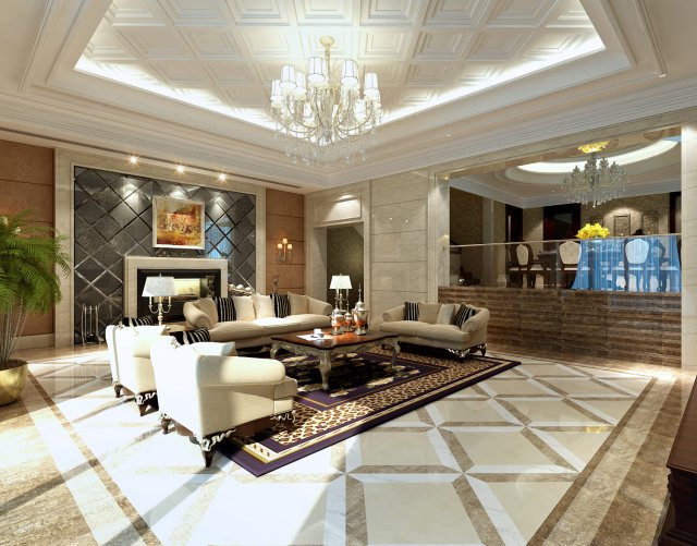 modern style european living room is 1830 3D Model .c4d .max .obj .3ds .fbx .stl .blend 