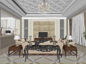 modern style european living room is 1830 3D Model