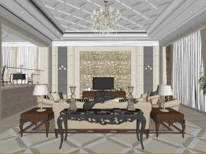 modern style european living room is 1830 3D Model