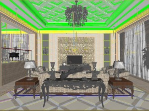modern style european living room is 1830 3D Model