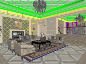 modern style european living room is 1830 3D Model