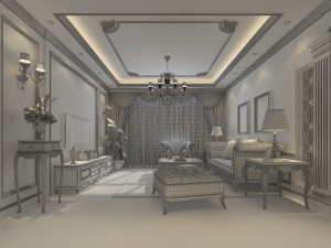 modern style european living room 1835 Model 3D