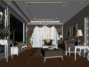 modern style european living room 1835 3D Model