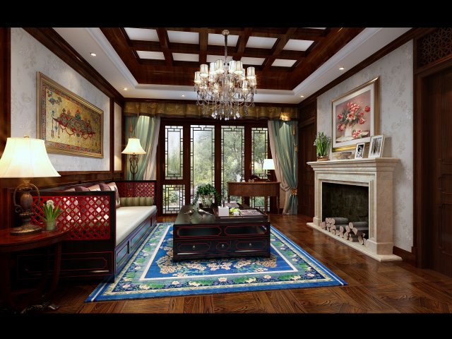 modern fashion chinese living room is 1840 Modelo 3D .c4d .max .obj .3ds .fbx .stl .blend 