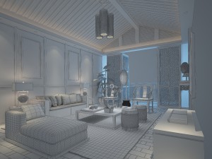 chinese style reversionary living room 1804 Model 3D