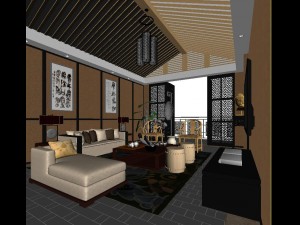 chinese style reversionary living room 1804 Model 3D
