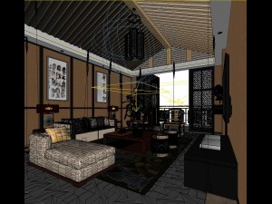 chinese style reversionary living room 1804 Model 3D