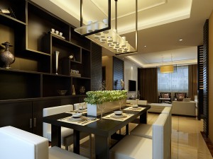 the living room of chinese style fashionable vintage restaurant 1822 3D Model
