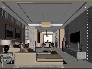 the living room of chinese style fashionable vintage restaurant 1822 3D 模型