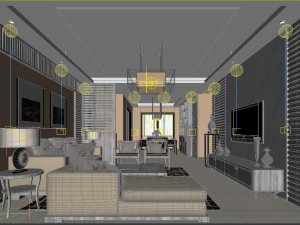 the living room of chinese style fashionable vintage restaurant 1822 3D 模型