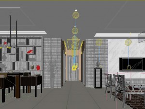 the living room of chinese style fashionable vintage restaurant 1822 3D 模型