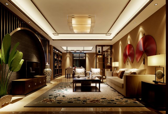 chinese style fashionable vintage living room 1806 Modelo 3D .c4d .max .obj .3ds .fbx .stl .blend 