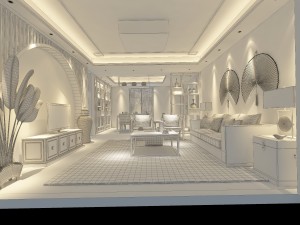 chinese style fashionable vintage living room 1806 Modelo 3D