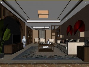 chinese style fashionable vintage living room 1806 Modelo 3D