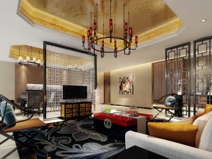 chinese style fashionable vintage living room 1809 3D मॉडल