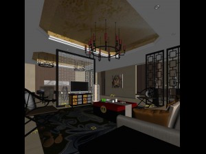 chinese style fashionable vintage living room 1809 3D Модель