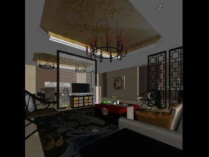 chinese style fashionable vintage living room 1809 3D Model