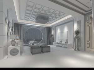 chinese style fashionable vintage living room 1810 3D Model