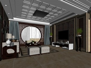 chinese style fashionable vintage living room 1810 3D Model