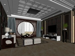 chinese style fashionable vintage living room 1810 3D Model
