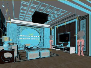 chinese style fashionable vintage living room 1810 3D Model