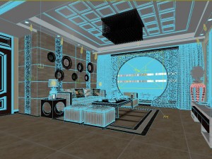 chinese style fashionable vintage living room 1810 3D Model