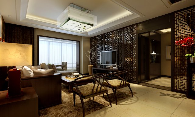 chinese style fashionable vintage living room 1811 3D Модель .c4d .max .obj .3ds .fbx .stl .blend 