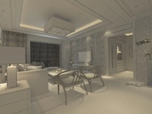 chinese style fashionable vintage living room 1811 3D Model